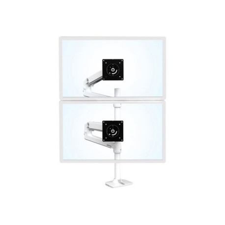 Ergotron LX - Kit montaggio (perno verticale alto, braccio a doppio impilamento) - per 2 display LCD - Alluminio - bianco - dim