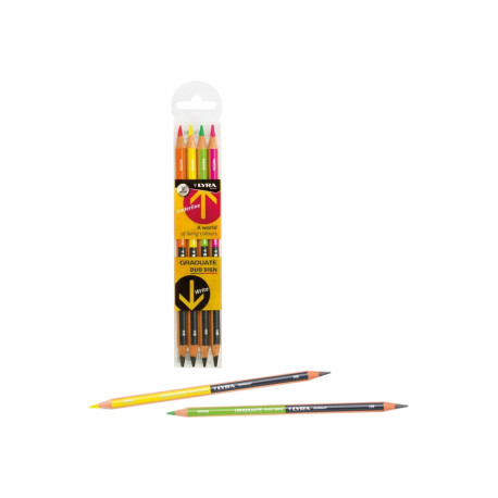 LYRA Graduate Duo Sign - Pencil and colored pencil combo - HB - verde neon, giallo neon, arancione neon, rosa neon - 1 pezzi (p