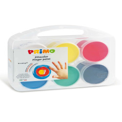 Ditacolor colori a dita - 100ml  - c/pennello - Primo - valigetta 6 colori