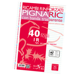 Ricambi forati rinforzati Pignaric - A4 - 1 rigo - 80gr - Pigna - conf. 40 pezzi