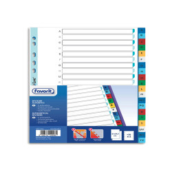Divisori alfabetici 20 tacche - PP - A4 - colori assortiti - Favorit