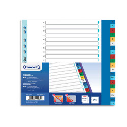 Divisori alfabetici 20 tacche - PP - A4 maxi - colori assortiti - Favorit