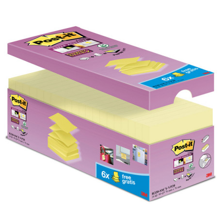 Blocchetto Post itR Super Sticky Z Notes - R-330-SSCY-VP20 - per dispenser - 76 x 76 mm - giallo Canary - 90 fogli - Post itR -