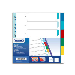 Divisori Neutri a 6 tacche - PP - A4 - colori assortiti - Favorit