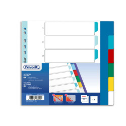 Divisori Neutri a 6 tacche - PP - A4 maxi - colori assortiti - Favorit