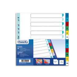 Divisori numerici 12 tacche - A4 - PP - colori assortiti - Favorit