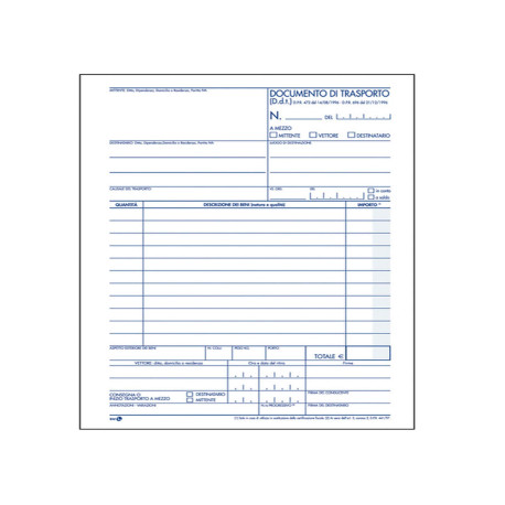 Documento di trasporto - 150 x 225mm - 50 x 3 copie - BM