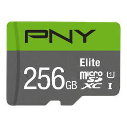 PNY Elite - Scheda di memoria flash - 256 GB - A1 / Video Class V10 / UHS Class 1 / Class10 - UHS-I microSDXC