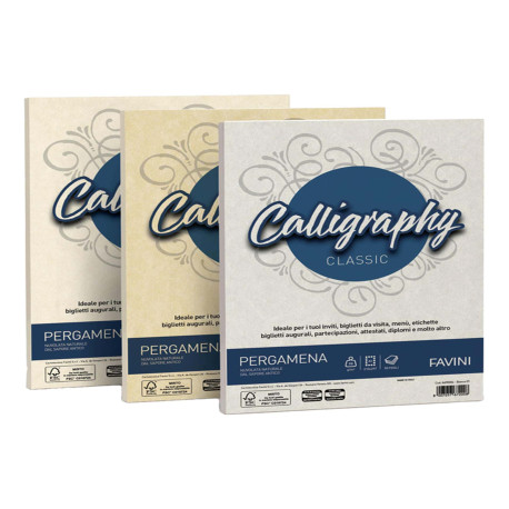 Carta Calligraphy pergamena - A4 - 190 gr - bianco 01 - Favini - conf. 50 fogli