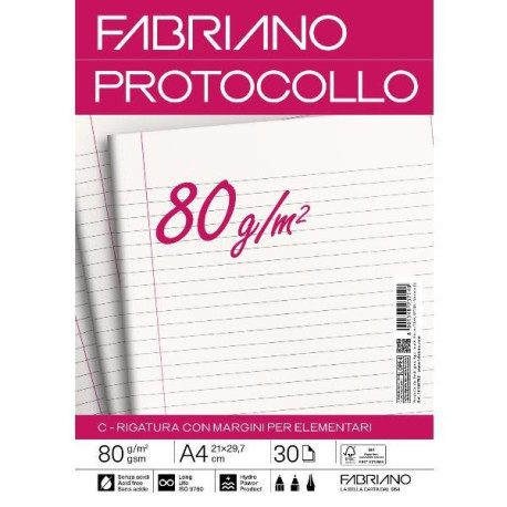 Fabriano CARTA PROTOCOLLO A4 80g 30ff - RIG C
