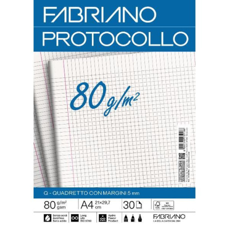 Fabriano CARTA PROTOCOLLO A4 80g 30ff - RIG Q
