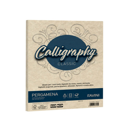 Carta Calligraphy Pergamena - A4 - 190 gr - sabbia 02 - Favini - conf. 250 fogli