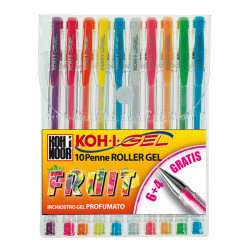 Roller gel colorati - colori fruit - Koh.I.Noor - astuccio 10 roller