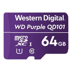 WD Purple SC QD101 WDD064G1P0C - Scheda di memoria flash - 64 GB - UHS-I U1 / Class10 - UHS-I microSDXC - viola