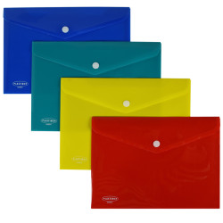 Busta con bottone - PP - 23,9 x 16,9 cm - colori assortiti - Plastibor