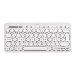 Logitech Pebble Keys 2 K380s - Tastiera - senza fili - Bluetooth LE - QWERTY - Spagnola - tonal white