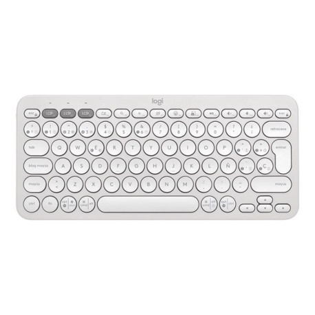 Logitech Pebble Keys 2 K380s - Tastiera - senza fili - Bluetooth LE - QWERTY - Spagnola - tonal white