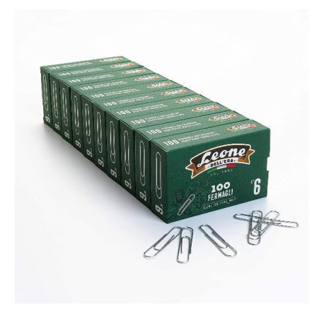 Leone Dell'Era Fermagli zincati N6 Confezione da 10 scatole x100 fermagli ciascuna