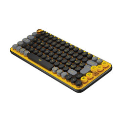 Logitech POP Keys tastiera Universale RF senza fili + Bluetooth QWERTY Portoghese Nero, Grigio, Giallo