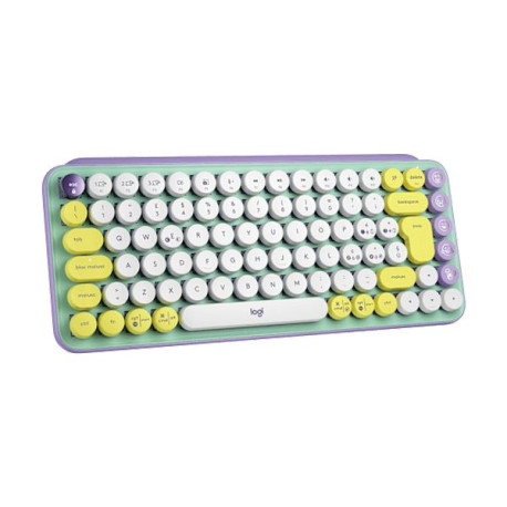 Logitech POP Keys tastiera Universale RF senza fili + Bluetooth QWERTY Portoghese Verde, Viola, Bianco, Giallo