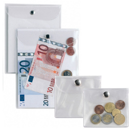 Busta con bottone Press 7E - PVC - 18 x 24 cm - trasparente - Sei Rota