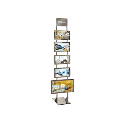 Espositore da pavimento Freestanding LEDMAG - 1 cornice A3 + 4 cornici A4 (magnetiche, retroilluminate a LED) - altezza 200 cm 