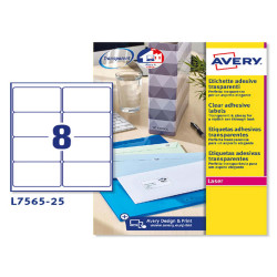 Etichetta adesiva L7565 - poliestere - permanente - 99,1 x 67,7 mm - 8et/fg - 25 fogli A4 - trasparente - Avery