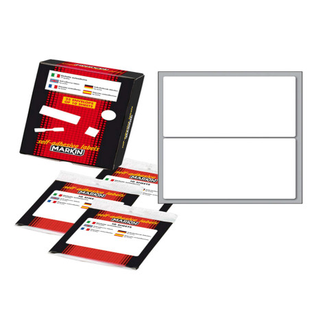Etichette adesive - in carta - permanenti - 115 x 70 mm - 2 et/fg - 10 fogli - bianco - Markin