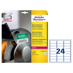 Etichette adesive - in PE - laser - permanenti - 63,5 x 33,9 mm - 24 et/fg - 10 fogli - bianco - Avery