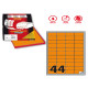 Etichette adesive A/406 - in carta - permanenti - 47,5 x 25,5 mm - 44 et/fg - 100 fogli - arancio fluo - angoli tondi - Markin