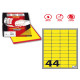 Etichette adesive A/406 - in carta - permanenti - 47,5 x 25,5 mm - 44 et/fg - 100 fogli - giallo fluo - angoli tondi - Markin