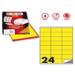 Etichette adesive C/500 - in carta - permanenti - 70 x 36 mm - 24 et/fg - 100 fogli - giallo fluo - Markin