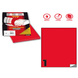 Etichette adesive C/503 - in carta - permanenti - 210 x 297 mm - 1 et/fg - 100 fogli - rosso fluo - Markin