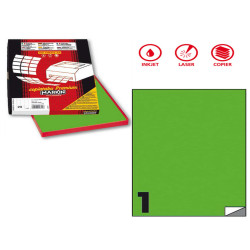 Etichette adesive C/503 - in carta - permanenti - 210 x 297 mm - 1 et/fg - 100 fogli - verde fluo - Markin