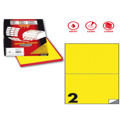 Etichette adesive C/509 - in carta - permanenti - 210 x 148,5 mm - 2 et/fg - 100 fogli - giallo fluo - Markin