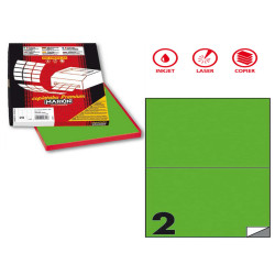 Etichette adesive C/509 - in carta - permanenti - 210 x 148,5 mm - 2 et/fg - 100 fogli - verde fluo - Markin