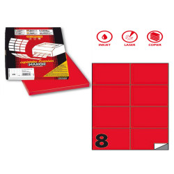 Etichette adesive C/512 - in carta - permanenti - 105 x 74,25 mm - 8 et/fg - 100 fogli - rosso fluo - Markin