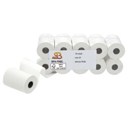 Rotolo per POS e carta di credito - 57 mm x 18 m - 55 gr - diametro esterno 38 mm - anima 12 mm - carta termica BPA free - Saba