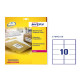 Etichette adesive extra strong L7992 - in poliestere - laser - permanenti - 99,1 x 57 mm - 10 et/fg - 25 fogli - bianco - Avery