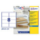 Etichette adesive J8565 - in poliestere - inkjet - rimovibili - 99,1 x 67,7 mm - 8 et/fg - 25 fogli - trasparente - Avery