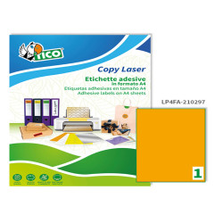 Etichette adesive LP4F - in carta - permanenti - 210 x 297 mm - 1 et/fg - 70 fogli - arancio fluo - Tico
