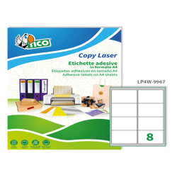 Etichette adesive LP4W - in carta - angoli arrotondati - permanenti - 99,1 x 67,7 mm - 8 et/fg - 100 fogli - bianco - Tico