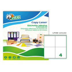 Etichette adesive LP4W - in carta - con margini - permanenti - 105 x 140 mm - 4 et/fg - 100 fogli - bianco - Tico