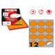 Etichette adesive R/310 - in carta - permanenti - tonde - diametro 60 mm - 12 et/fg - 100 fogli - arancio fluo - Markin