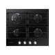 Samsung NA64H3010AK - Piano cottura a gas - 4 piastre - Nicchia - larghezza: 56 cm - profondità 48 cm - vetro nero