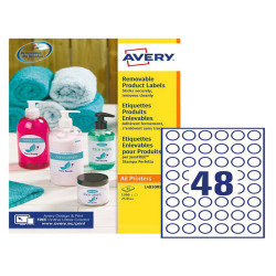Etichette adesive tonde L4850 - in carta - rimovibili - diametro 25 mm - 48 et/fg - 25 fogli - bianco - Avery