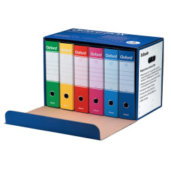 Scatola registratori Oxford G85 - dorso - 8 cm - protocollo 23x33 cm - colori assortiti - Esselte - conf. 6 pezzi