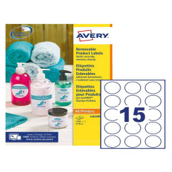 Etichette adesive tonde L4850 - in carta - rimovibili - diametro 51 mm - 15 et/fg - 25 fogli - bianco - Avery