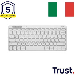 Trust LYRA TASTIERA WIRELESS RICARICABILE PER COLLEGARE FINO A 3 DISPOSITIVI 1 WL 2,4GHz + 2BT - 52% PLASTICA RICICLATA - ITALI