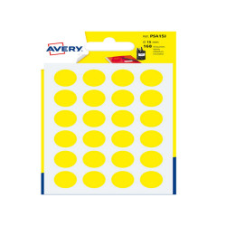 Etichette adesive tonde PSA - in carta - permanenti - diametro 15 mm - 24 et/fg - 7 fogli - giallo - Avery
